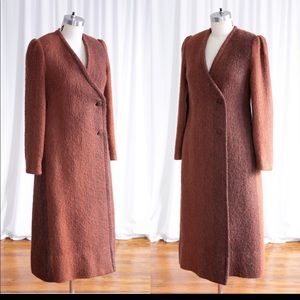 Brown Vintage Brown Mohair Coat Skirt Set by Lena Rewell
